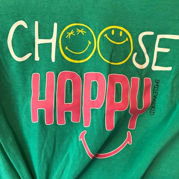 New XL 16 T-shirt “Choose Happy”, Teal green, Cotton/Polyester - Picture 2 of 7